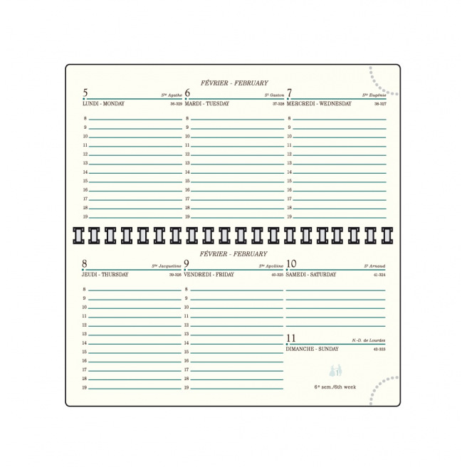Recharge agenda Mignon - 7,8 x 15,4 cm - 1 semaine sur 2 pages