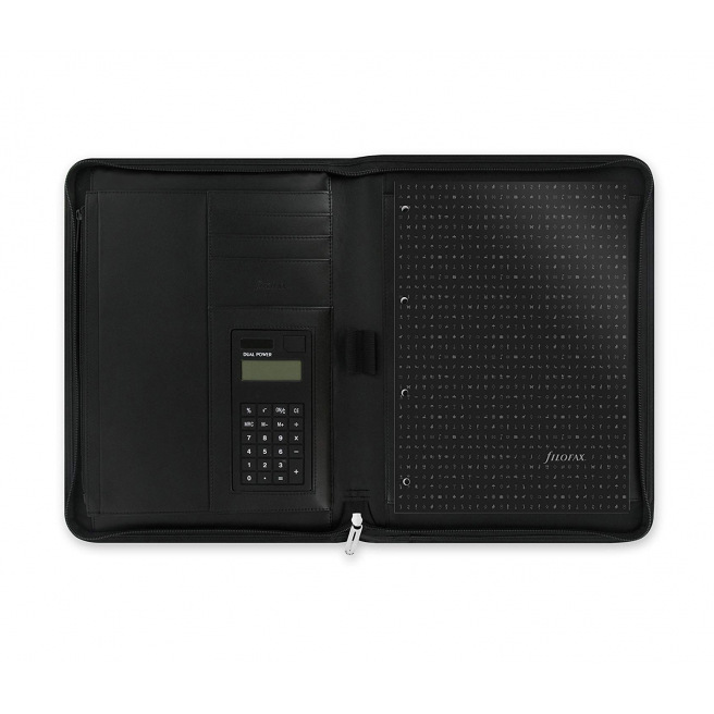 Filofax METROPOL spreker rits Folio met rekenmachine - imitatie zwart leer Filofax METROPOL spreker rits Folio met rekenmachine - imitatie zwart leer