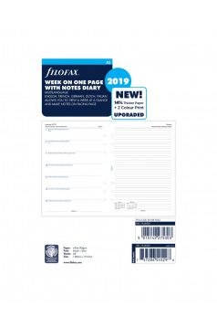 Filofax organizer navulling - 1 week per pagina + notitiepagina