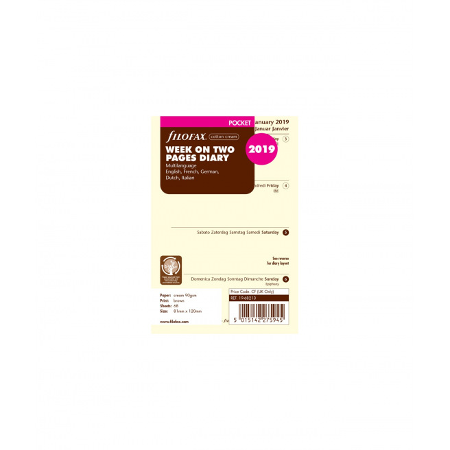 Recharge organiser Filofax - 1 semaine sur 2 pages Recharge organiser Filofax - 1 semaine sur 2 pages