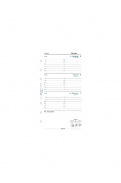 Recharge organiser Filofax - 1 semaine sur 2 pages