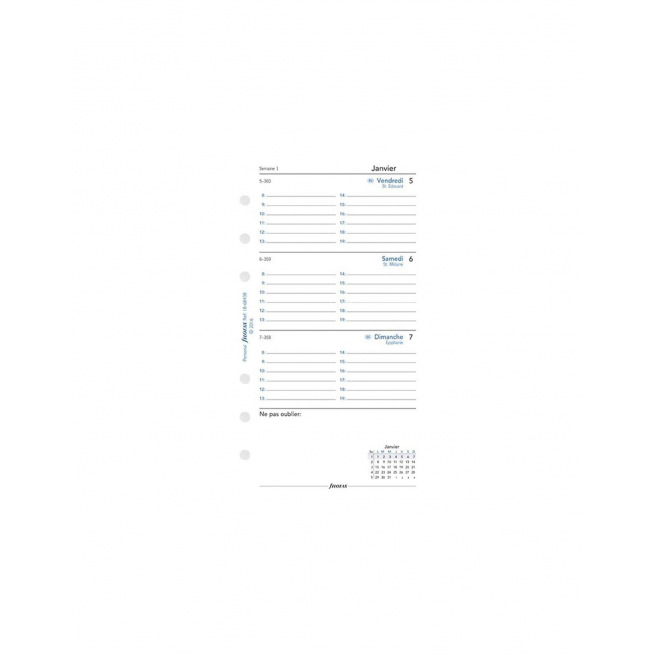 Recharge organiser Filofax - 1 semaine sur 2 pages Recharge organiser Filofax - 1 semaine sur 2 pages