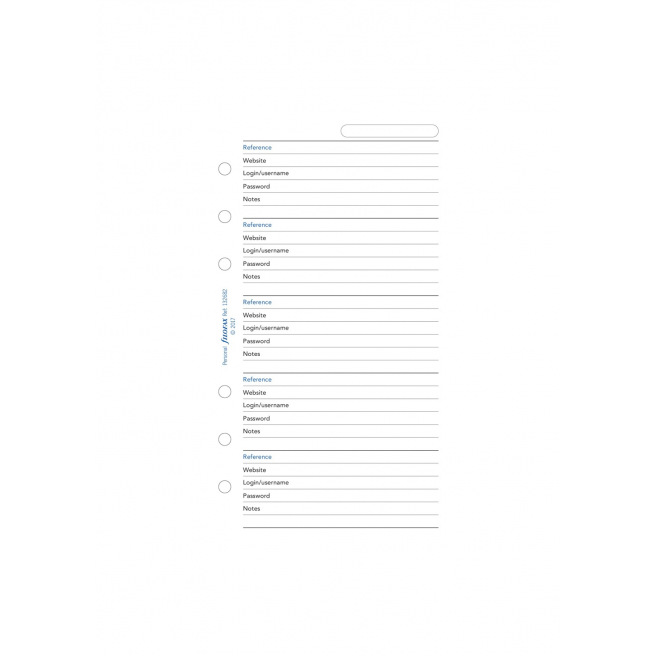 Navulling voor Filofax WACHTWOORDEN organisator