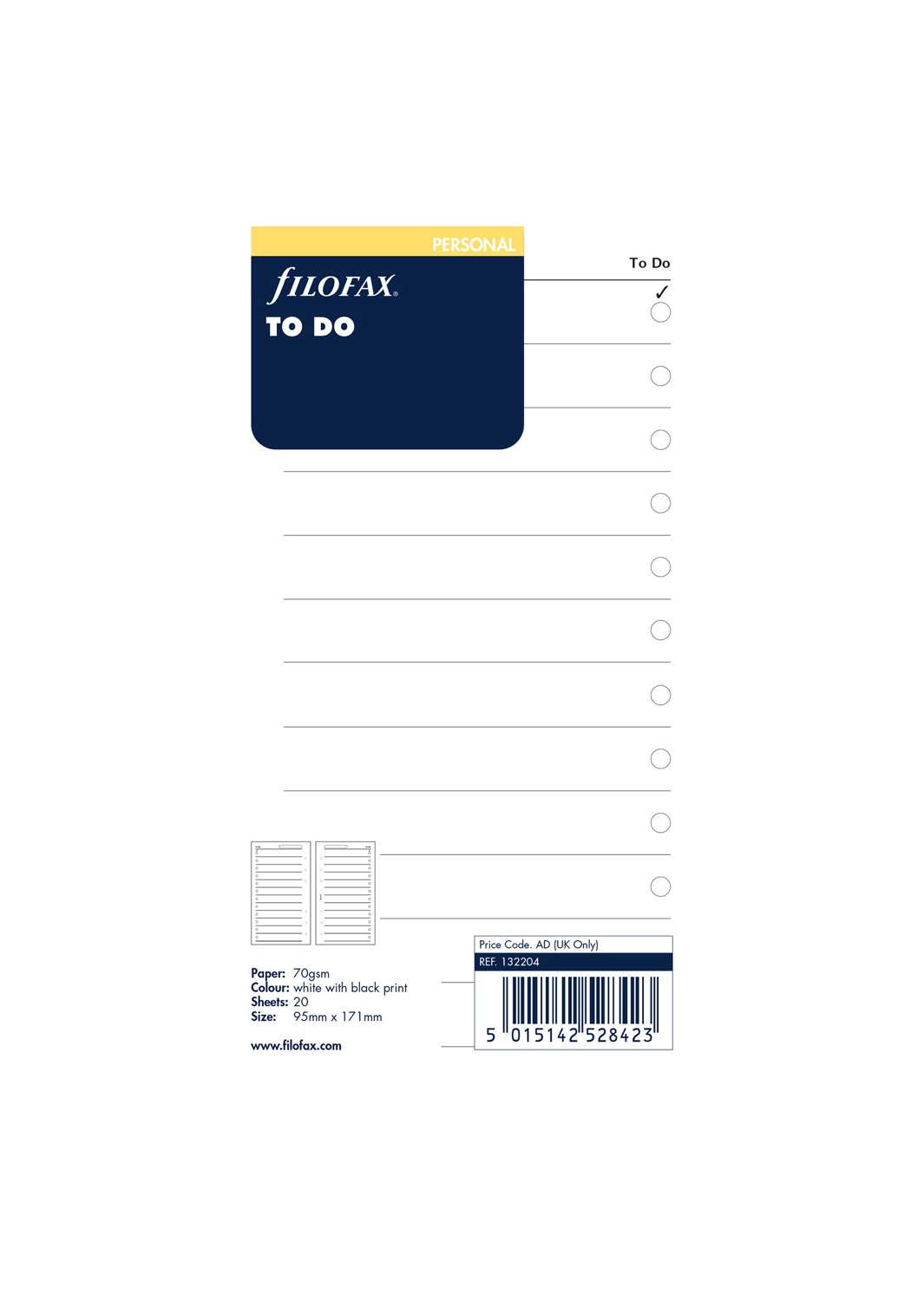 Recharge Filofax Format Pocket - Pages Finances Pour Organiseur Personnel 81x120 Mm