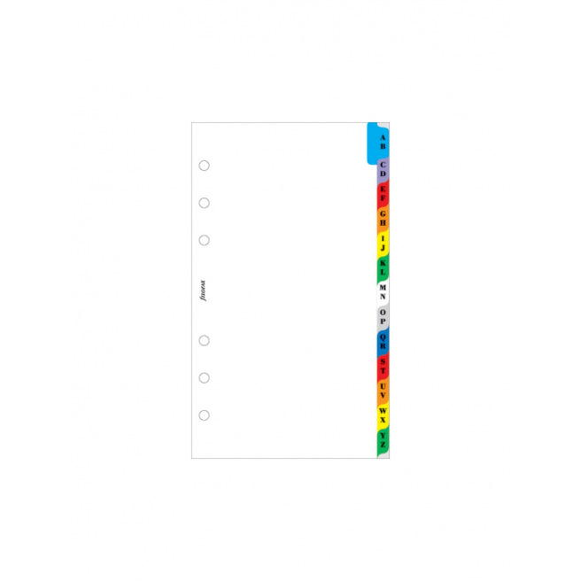 Alfabetische tussenschotten voor het organiseren van Filofax - wit karton en gekleurde tabs - Persoonlijk (9,5 x 17,1 cm)
