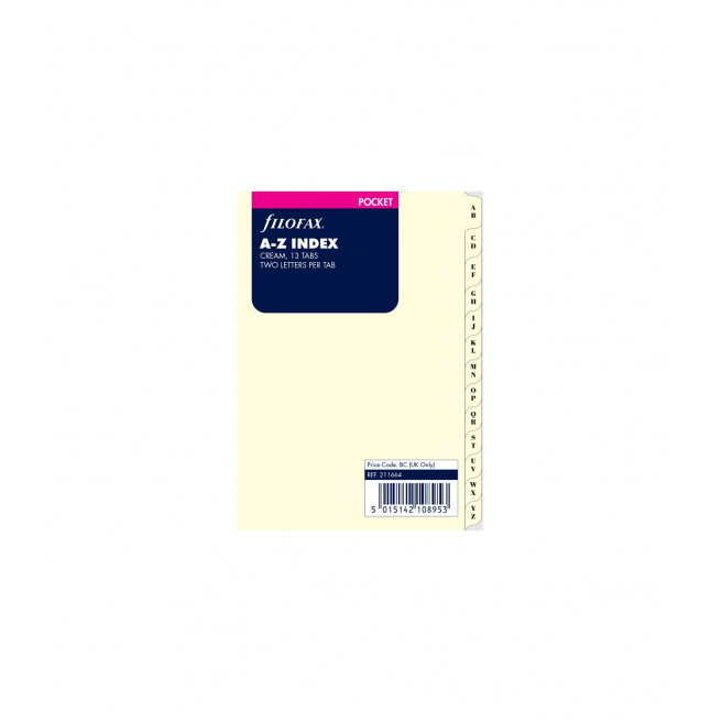 Alfabetische tussenschotten voor het organiseren van Filofax - ivoorkarton