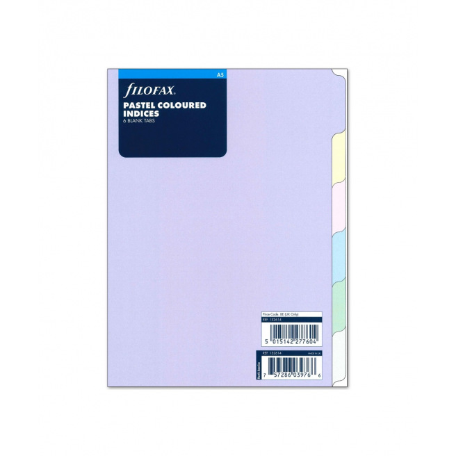 Tussenschotten voor het organiseren van Filofax - 6 neutrale tabs - pastelkleurig karton