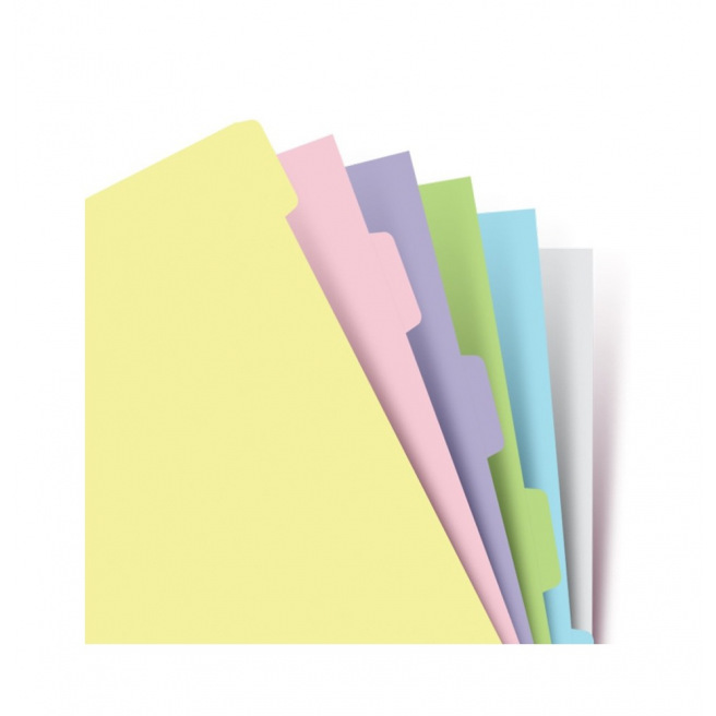 Tussenschotten voor het organiseren van Filofax - 6 neutrale tabs - pastelkleurig karton Tussenschotten voor het organiseren van Filofax - 6 neutrale tabs - pastelkleurig karton