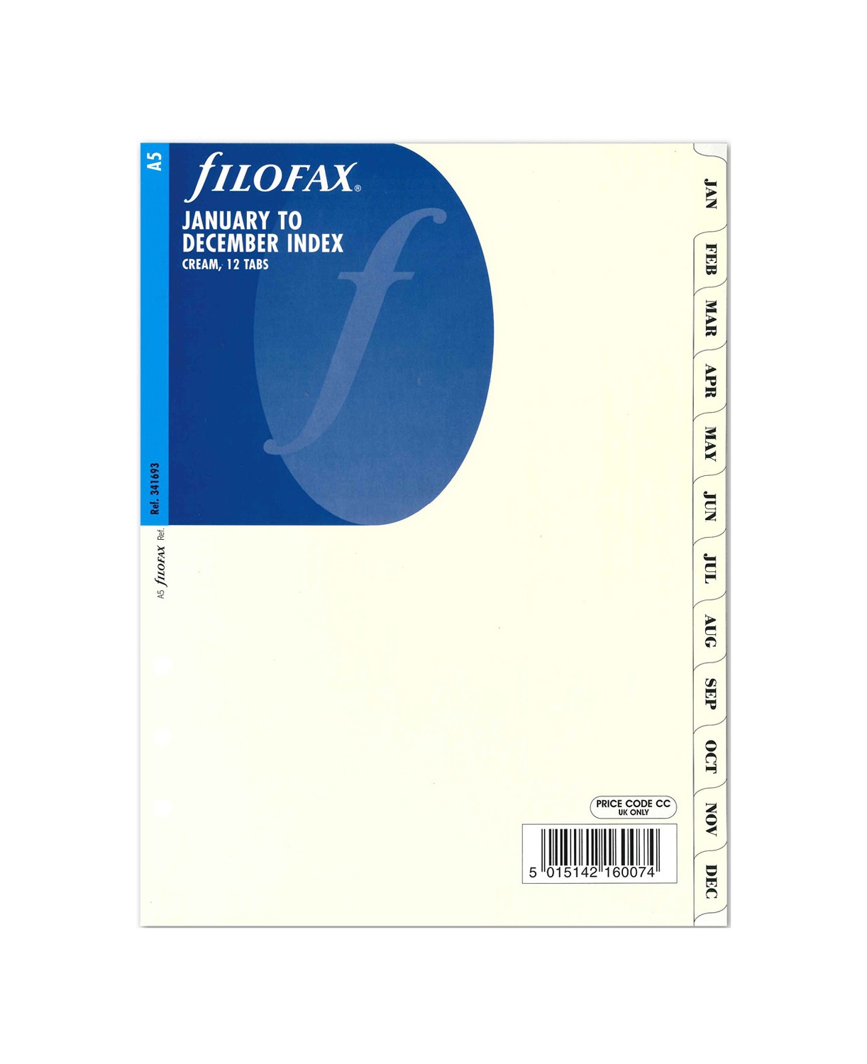 Intercalaires MENSUELS pour organiser Filofax - carton ivoire - A5