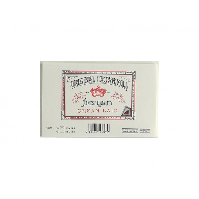 Cartes et enveloppes doublées Crown Mill - cello de 15