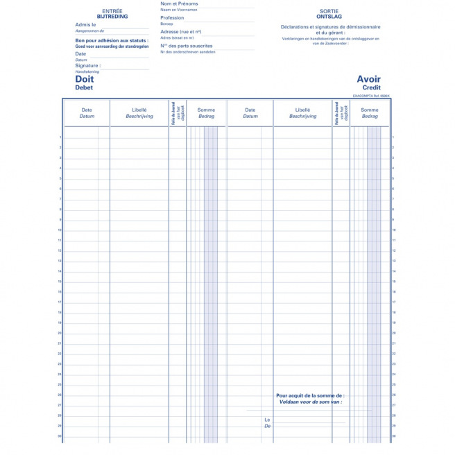 Registre Exacompta 9500X - LIVRE D'ACTIONNAIRES S.C Registre Exacompta 9500X - LIVRE D'ACTIONNAIRES S.C