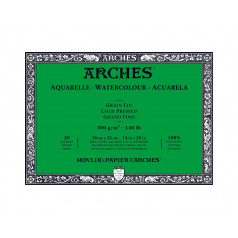 Bloc de papier AQUARELLE ARCHES 300 g - collé 4 côtés