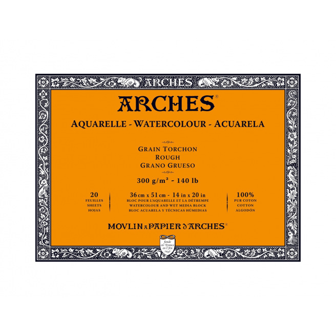 Bloc de papier AQUARELLE ARCHES 300 g - collé 4 côtés Bloc de papier AQUARELLE ARCHES 300 g - collé 4 côtés