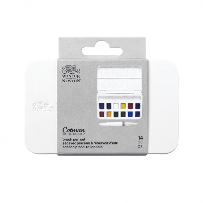 Winsor & Newton COTMAN aquarelset met waterreservoir penseel Winsor & Newton COTMAN aquarelset met waterreservoir penseel