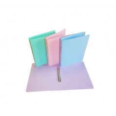 Ringband met 2 ringen van flexibel PASTEL plastic - A5 - rug 2,2 cm Ringband met 2 ringen van flexibel PASTEL plastic - A5 - rug 2,2 cm