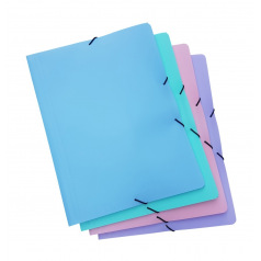 Map met flappen en elastiek in pastelkleurig plastic