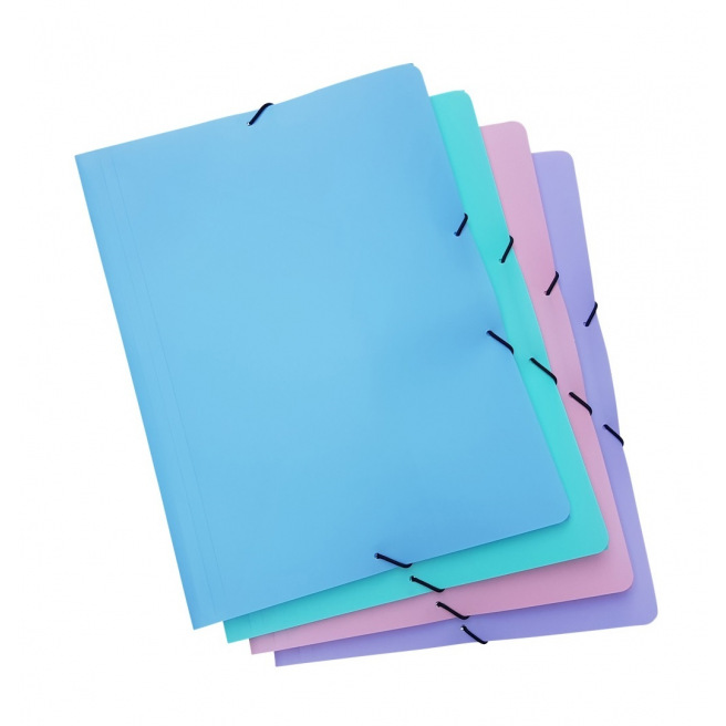 Map met flappen en elastiek in pastelkleurig plastic Map met flappen en elastiek in pastelkleurig plastic