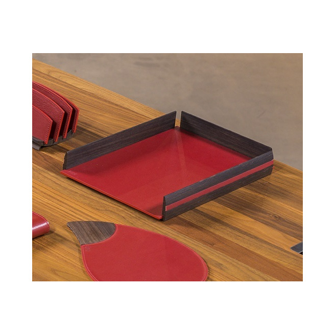 Laforêt lederen en houten brievenbakje