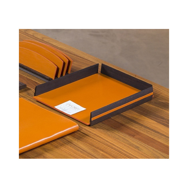 Laforêt lederen en houten brievenbakje