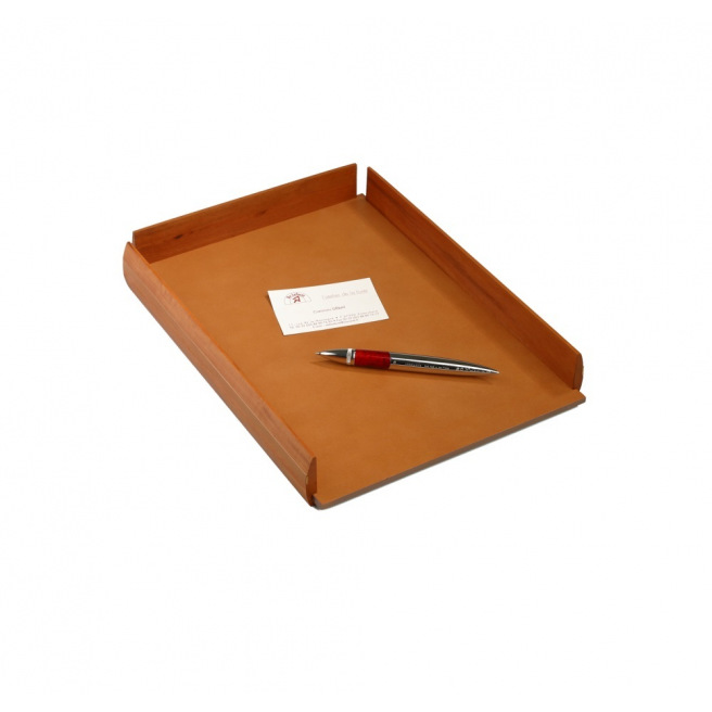 Bac à courrier De Laforêt cuir et bois Bac à courrier De Laforêt cuir et bois