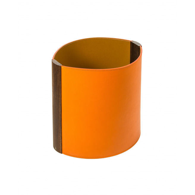 Papiermand van Laforêt leer en hout Papiermand van Laforêt leer en hout