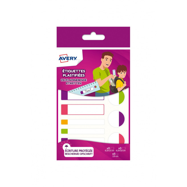 Etiquettes Avery PLASTIFIÉES - étui de 24 Etiquettes Avery PLASTIFIÉES - étui de 24