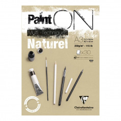 Bloc de papier CLAIREFONTAINE PAINT ON multi-techniques naturel 250 g