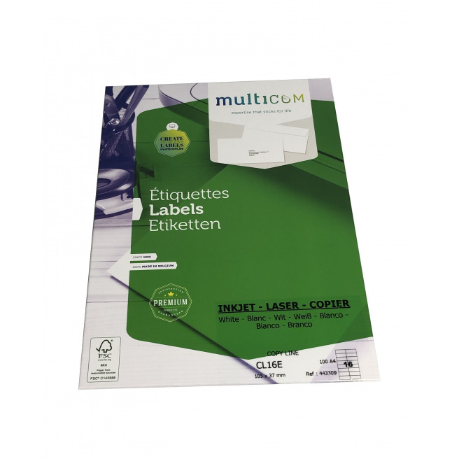 Witte labels MULTICOM Witte labels MULTICOM