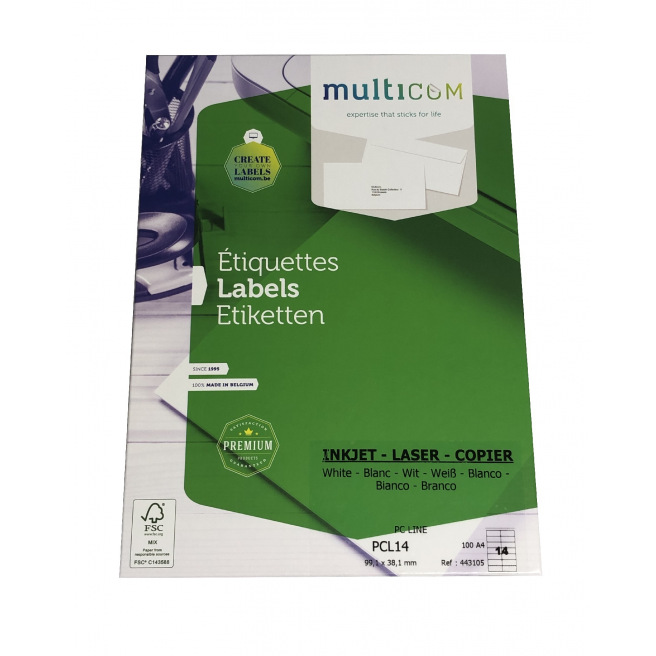 Witte labels MULTICOM Witte labels MULTICOM