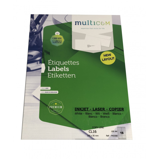Witte labels MULTICOM Witte labels MULTICOM