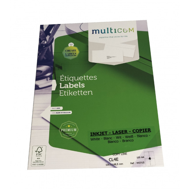 Witte labels MULTICOM Witte labels MULTICOM