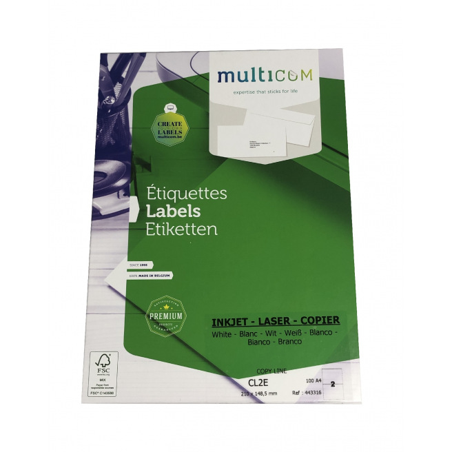 Witte labels MULTICOM Witte labels MULTICOM