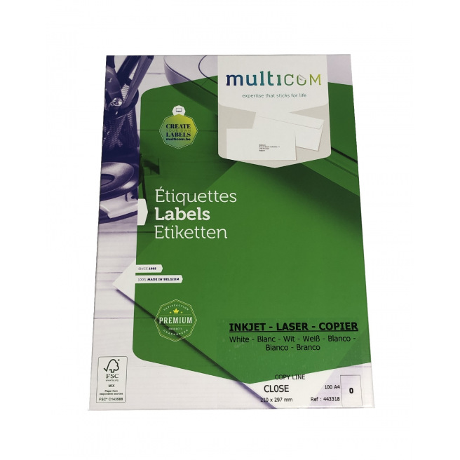 Witte labels MULTICOM Witte labels MULTICOM