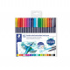 Staedtler kleurstiften DOUBLE PUNT BRUSH WATERCOLOUR - doos van 18