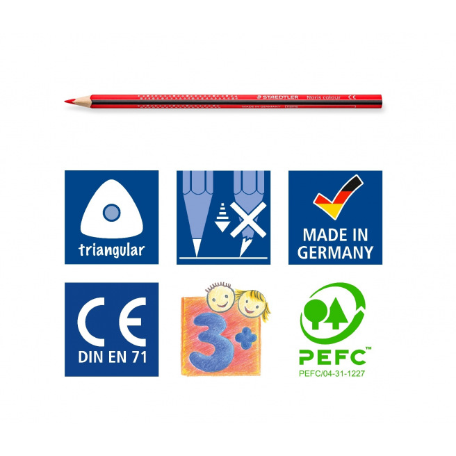 Driehoekige Staedtler NORIS kleurpotloden - doos van 12