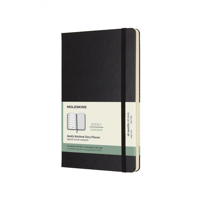 Moleskine Agenda 18 MAANDEN - Groot 13 x 21 cm - 1 week over 2 pagina's met notities