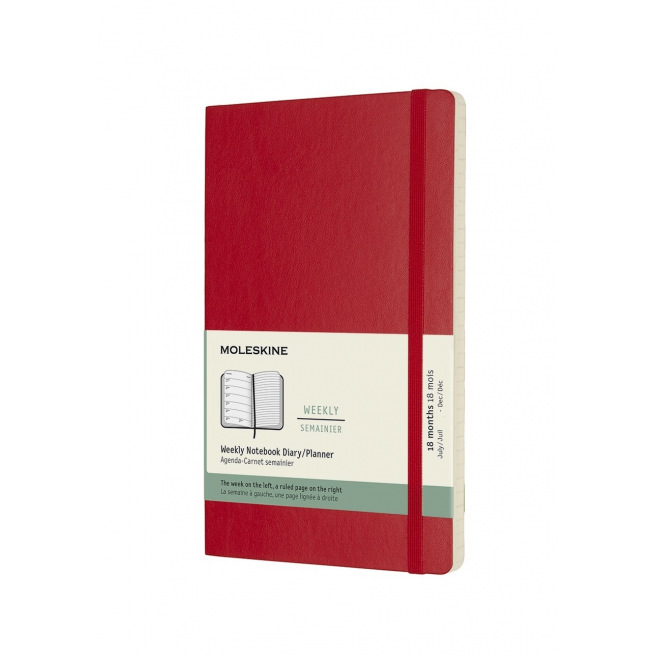 Agenda Moleskine 18 MOIS - Large 13 x 21 cm - 1 semaine sur 2 pages avec notes