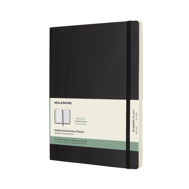 Agenda Moleskine 18 MOIS - XL 19 x 25 cm - 1 semaine sur 2 pages avec notes