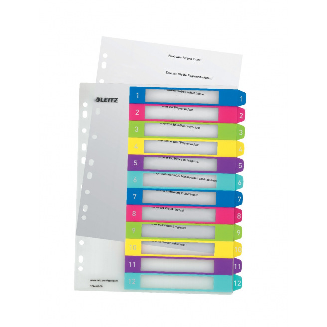 Leitz WOW tabbladen met nummers - plastic - maximaal A4 Leitz WOW tabbladen met nummers - plastic - maximaal A4