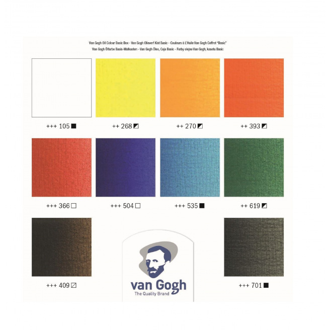 Coffret peinture à l'huile Talens VAN GOGH Basic - 10 tubes 40 ml + accessoires 