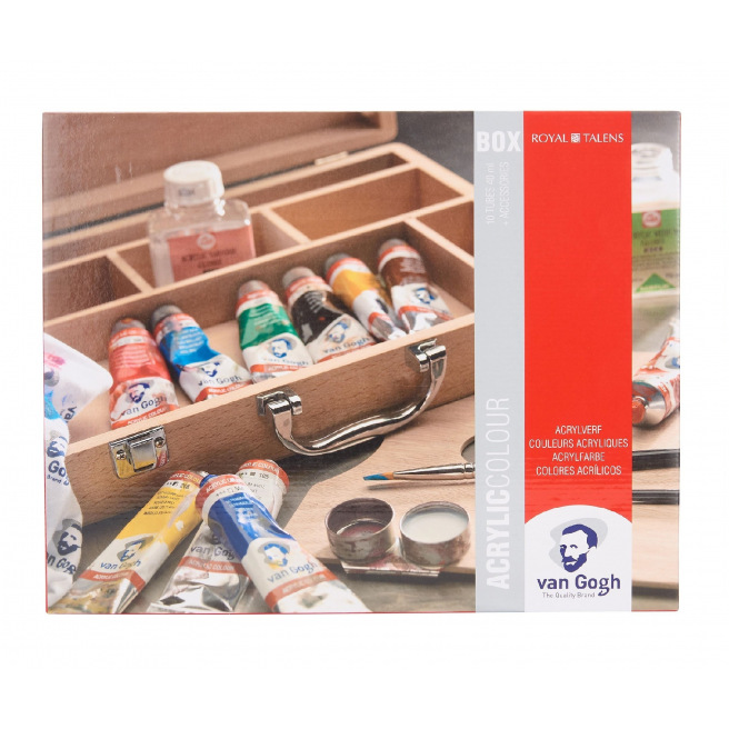 Coffret peinture acrylique Talens VAN GOGH Basic - 10 tubes 40 ml +  accessoires