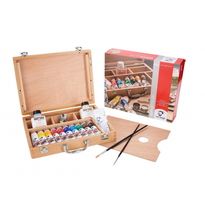 Coffret peinture acrylique Talens VAN GOGH Basic - 10 tubes 40 ml +  accessoires