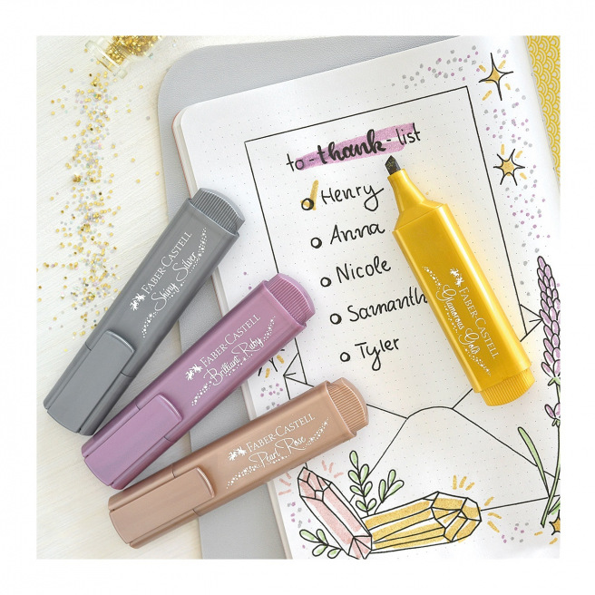 Surligneur métallique Faber-Castell - étui de 4