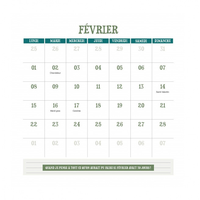 Maandelijkse muurkalender DE KAT - 29 x 29 cm