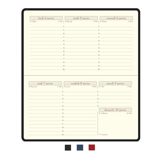 Agenda Exacompta temporel 16 - 8,5 x 16 cm - 1 semaine sur 2 pages