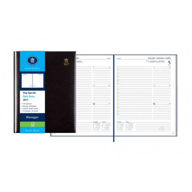 Agenda Ryam MANAGER- 17 x 22 cm - 1 dag per pagina