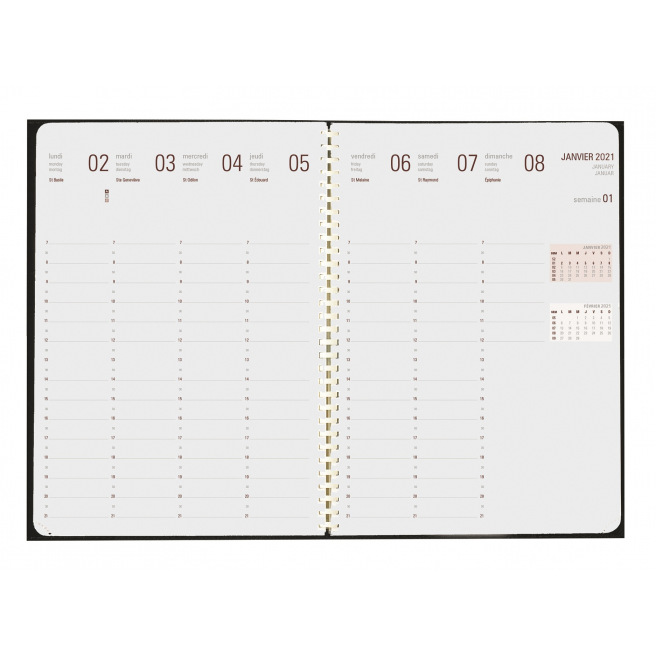 Agenda Oberthur SEMAINIER 27S BIOFRIENDLY - 20 x 27 cm - 1 semaine sur 2 pages