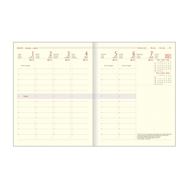 Agenda Oberthur WEEKLY 27 - 20 x 27 cm - 1 week op 2 pagina's