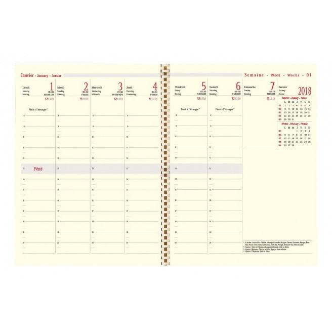 Agenda Oberthur WEEKLY 27 - 20 x 27 cm - 1 week op 2 pagina's