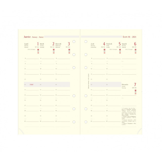 Oberthur hervulbare planner - 1 week op 2 pagina's - verticale raster